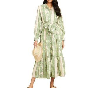Roller Rabbit - Berrino Sorona  Long Sleeve Printed Maxi Shirt Dress- Like New